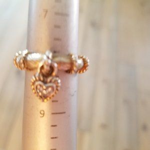 Judith Ripka Sterling Silver Dangling Heart Ring